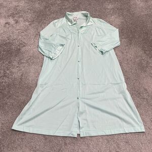 Vanity Fair Vintage Pajama Long Shirt Womens Medium Green Semi Sheer Nightgown
